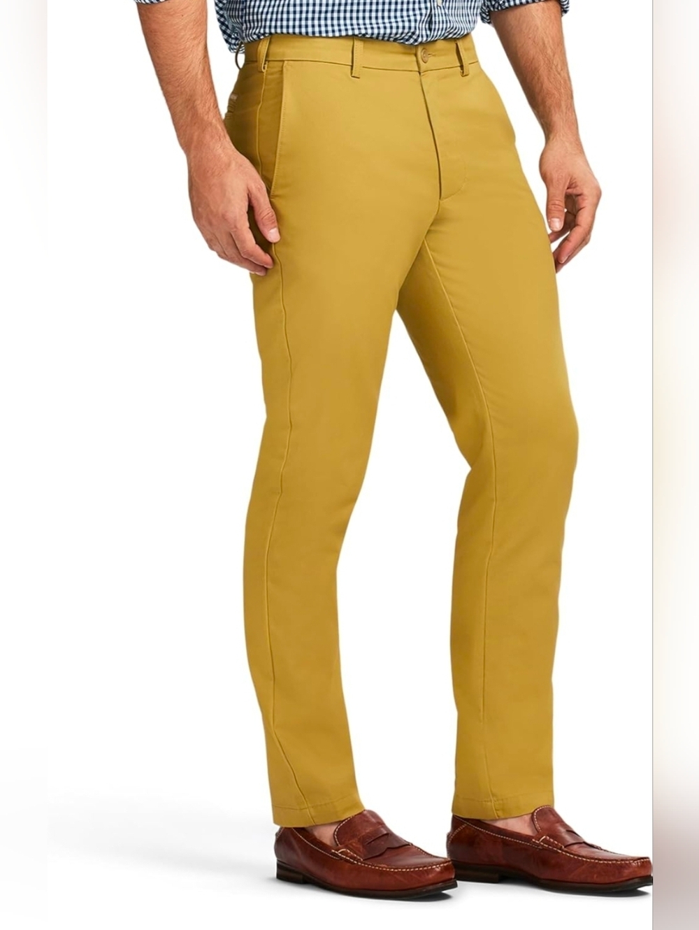 IZOD Men’s Khaki Chino Pants Straight Fit 40x30 100% Cotton No Iron Flat Front - Picture 4 of 10